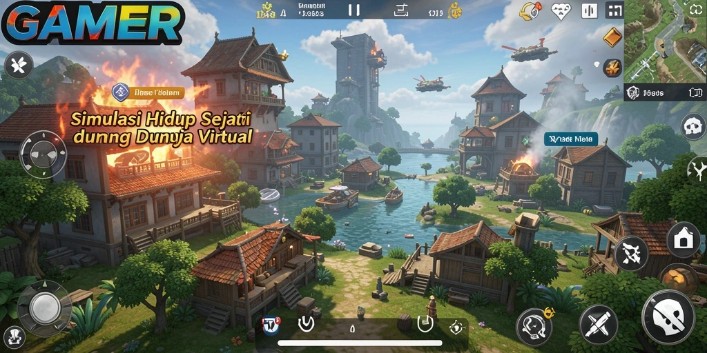 Tampilan gameplay intens dari GAMERP dalam dunia simulasi.