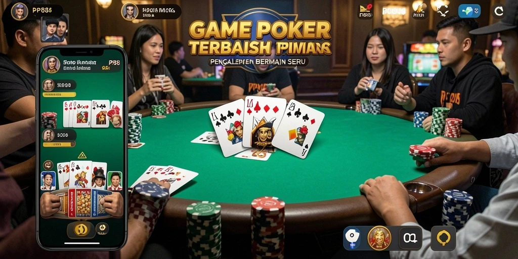 Tampilan gameplay Poker seru dan mendebarkan di PP88.