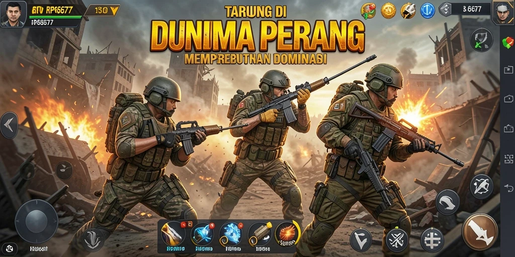 Tampilan dramatis gameplay RP6677 dalam pertarungan Battle Royale.