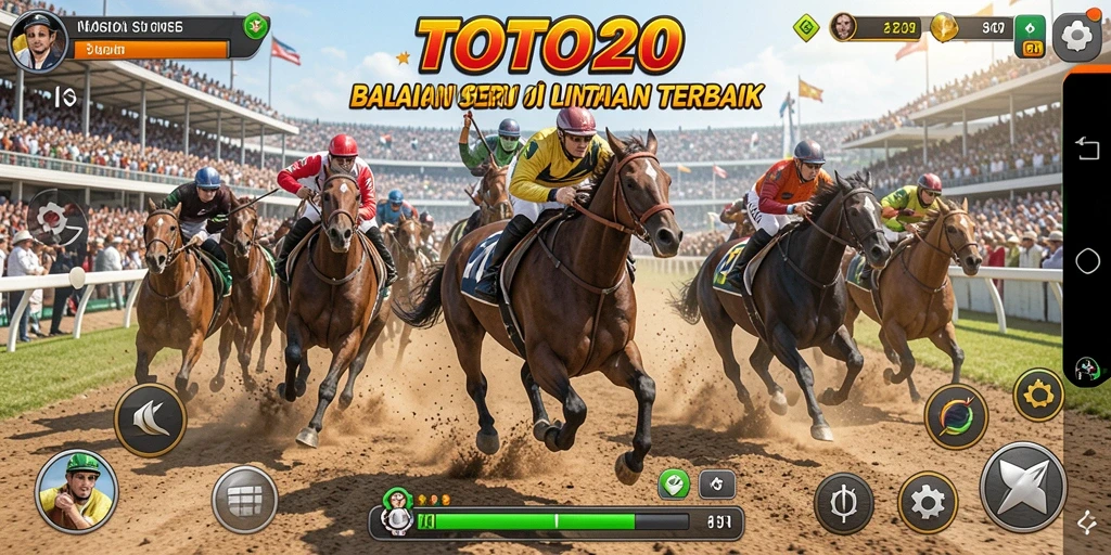 Tangkapan layar menampilkan aksi balapan seru dalam TOTO20.